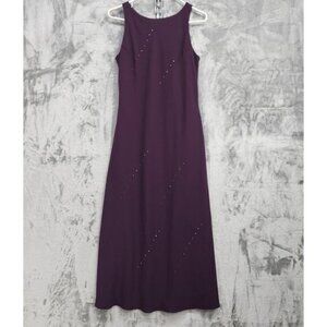 Vintage‎ 90s Virgo Dress Womens 6 Purple Wine Halter Maxi Rhinestone Gems Formal